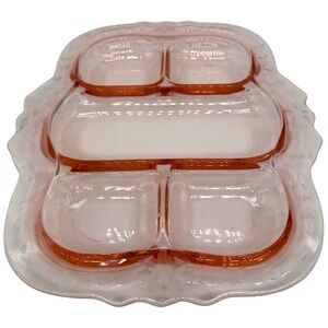 Cambridge Antique Pink Glass Divided 5 Part Celery & Relish Tray Patented